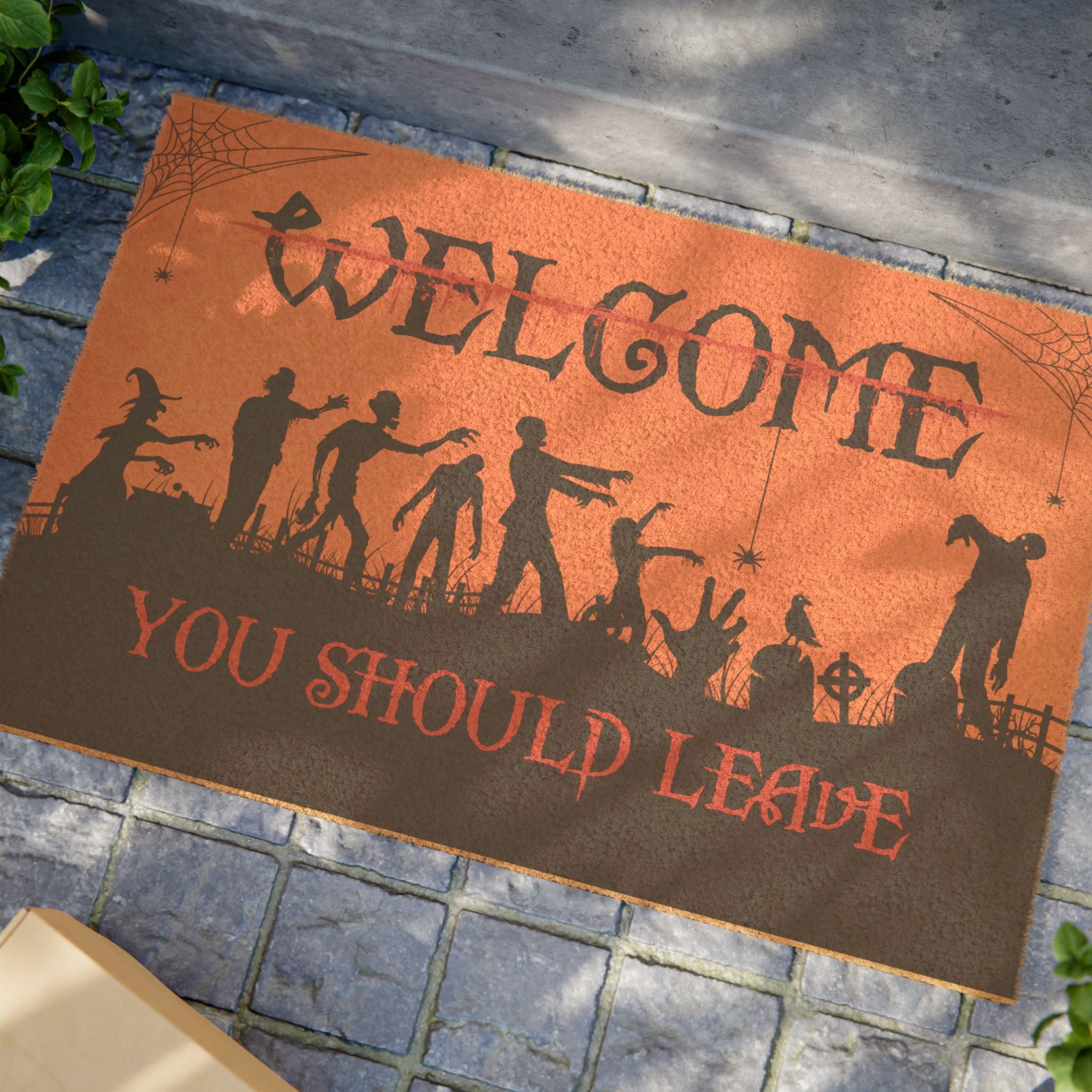 Halloween Doormat, Welcome You Should Leave, Spooky Entrance Mat, Funny Home Decor, Trick or Treat Entryway Rug