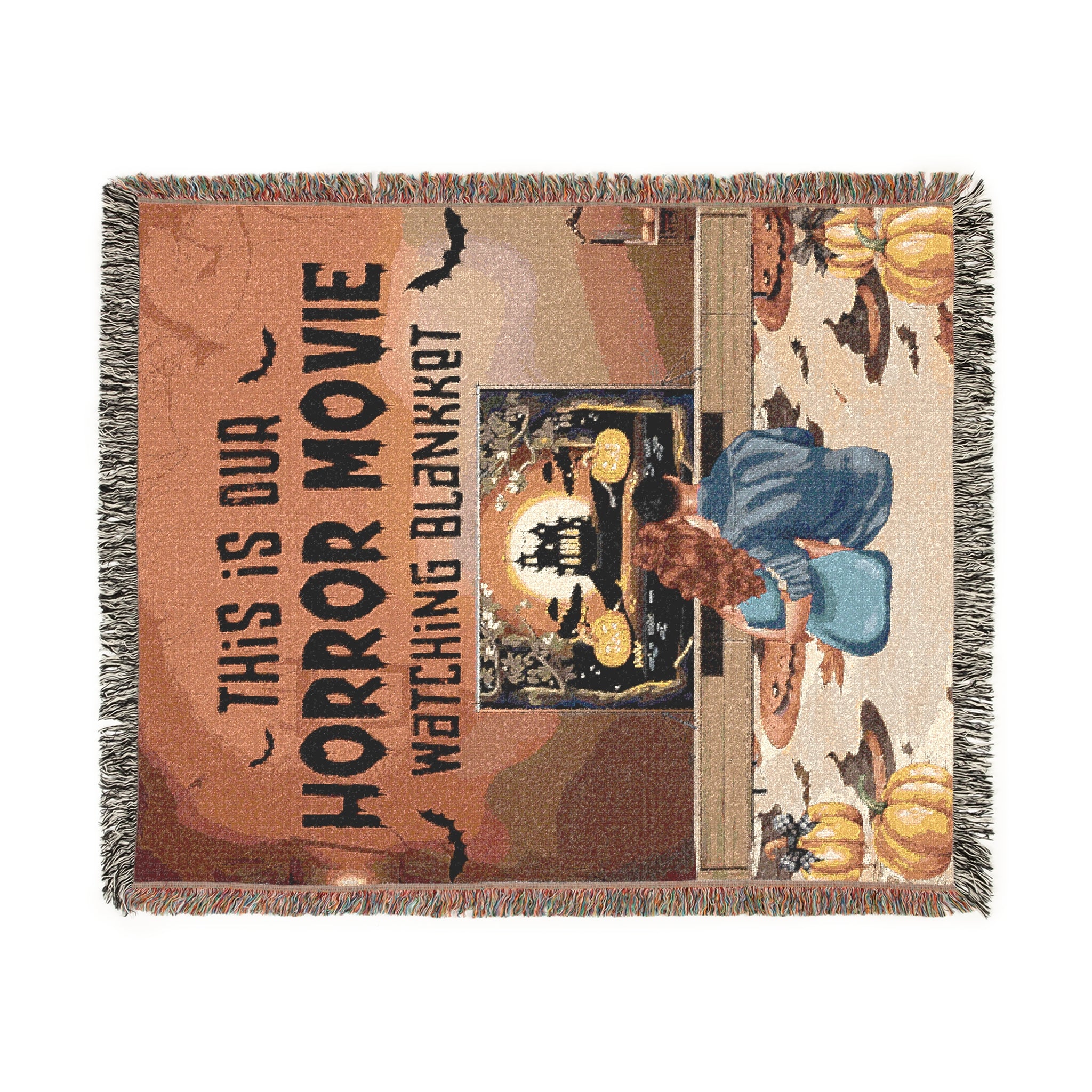 Horror Movie Woven Blanket - Cozy Throw for Movie Nights, Home Theater Decor, Halloween Gift, Fangirl Blanket, Unique Couch Throw