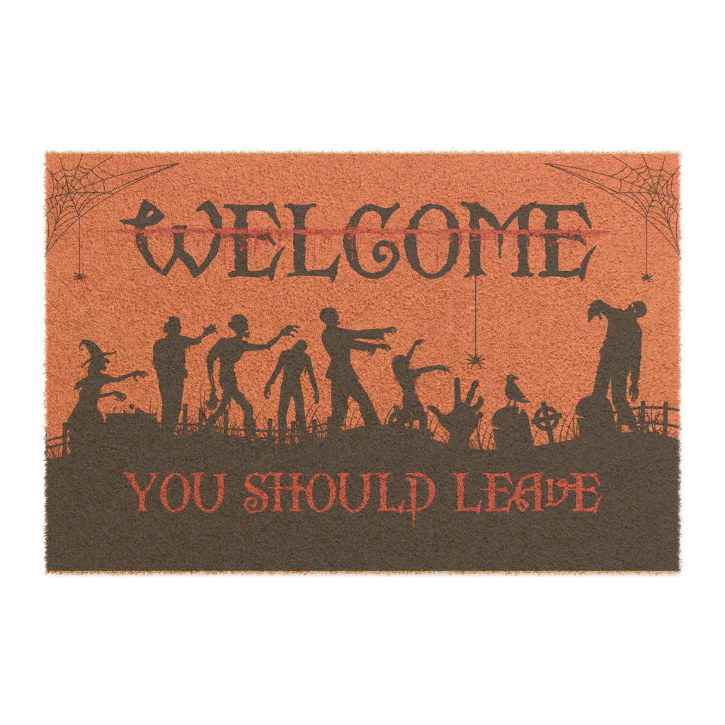 Halloween Doormat, Welcome You Should Leave, Spooky Entrance Mat, Funny Home Decor, Trick or Treat Entryway Rug