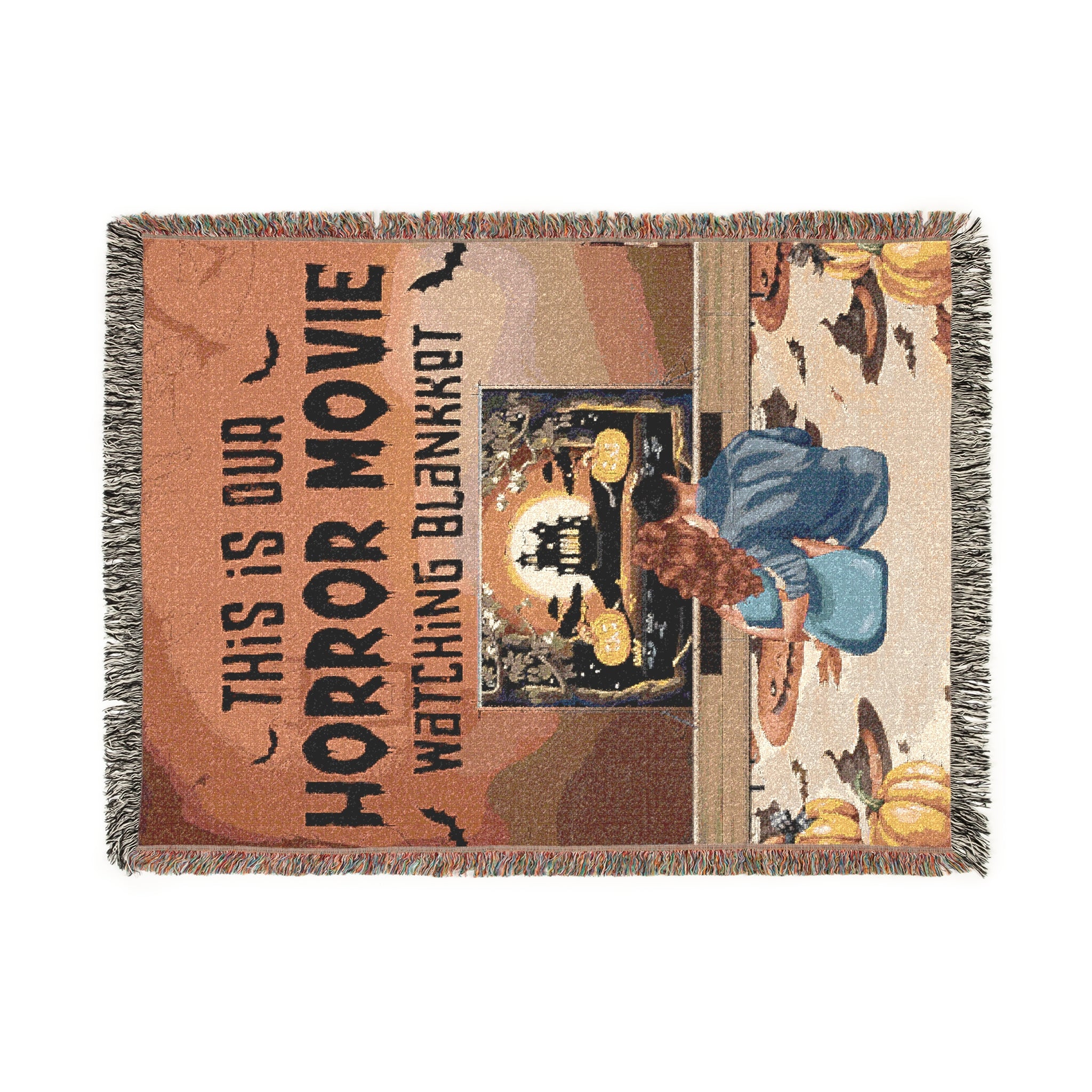 Horror Movie Woven Blanket - Cozy Throw for Movie Nights, Home Theater Decor, Halloween Gift, Fangirl Blanket, Unique Couch Throw