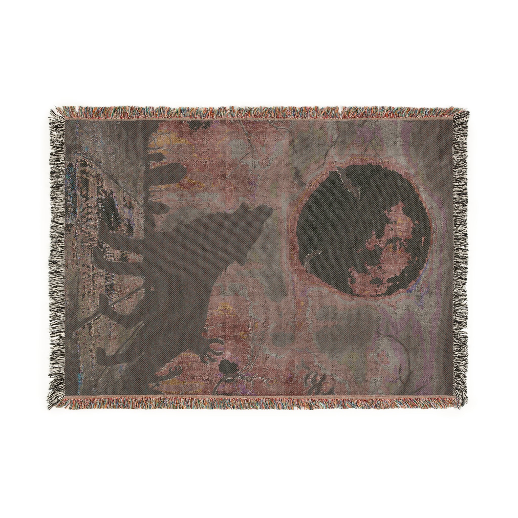 Wolf Howling at Moon Halloween Woven Blanket